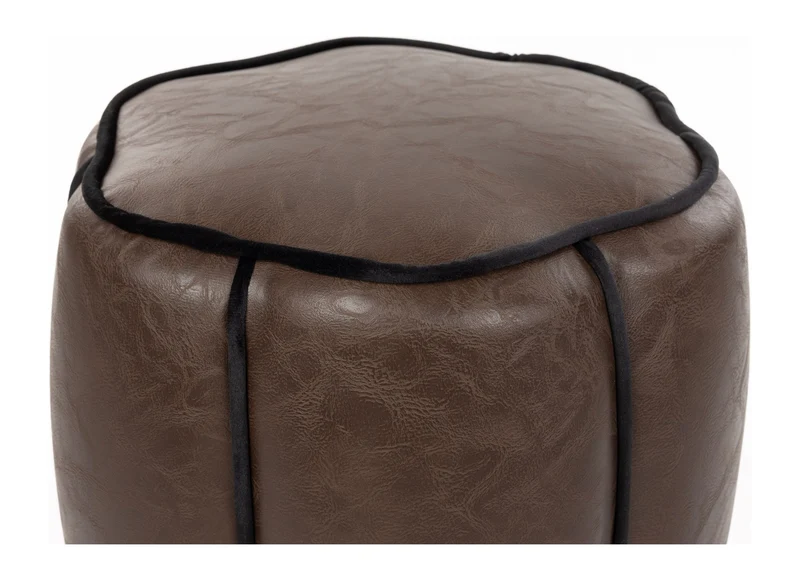 Pouf Donna von Dutchbone aus Leder in Dark Brown im Boho-Stil
