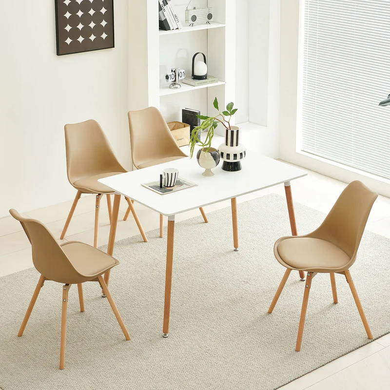 OATS 4er-Set Esszimmerstühle, gepolstert, Khaki/Helles Khaki