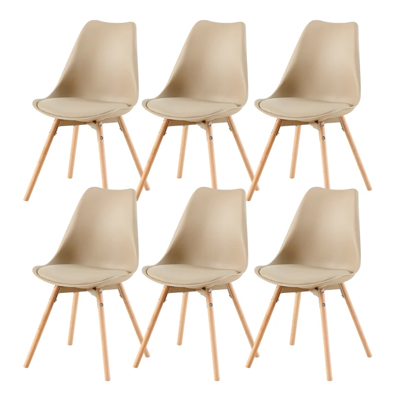OATS 4er-Set Esszimmerstühle, gepolstert, Khaki/Helles Khaki