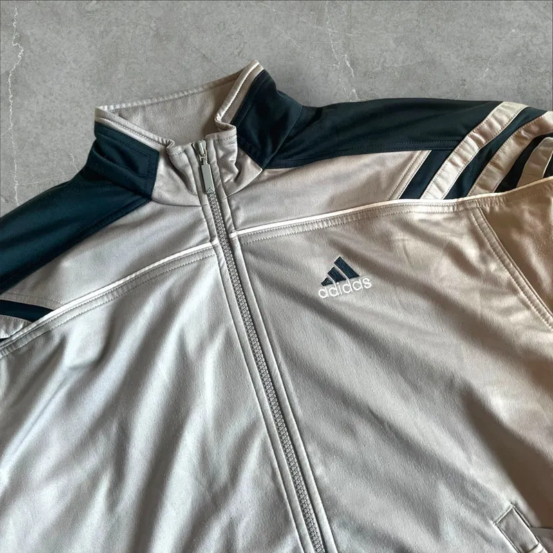 Vintage Adidas Trainingsjacke Grau Navy 2000s Track Jacket 3-Streifen (M)