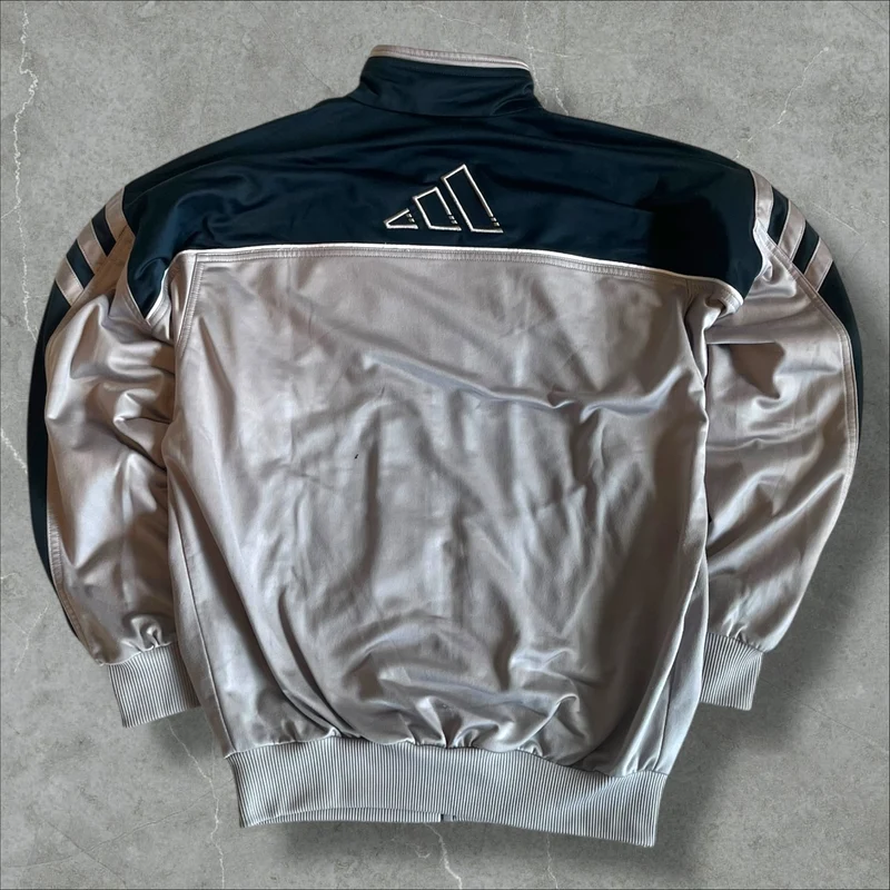 Vintage Adidas Trainingsjacke Grau Navy 2000s Track Jacket 3-Streifen (M)
