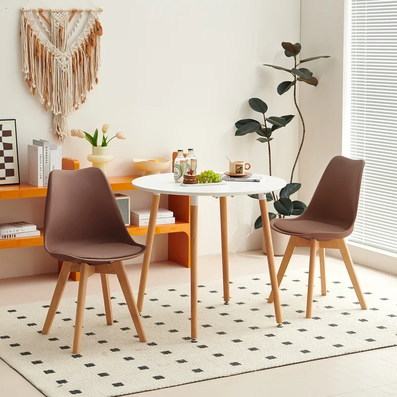 TULIP Stuhl für Waschtisch, Gepolstert (2/4er-Set) – Schokolade
