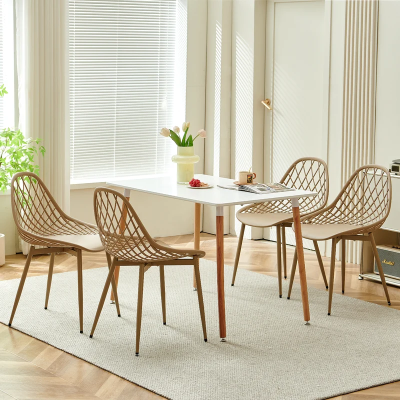 Morandi Color Metal Side Chair (4er-Set) - Bohnenpaste/Eiscremegrün/Khaki-MILAN
