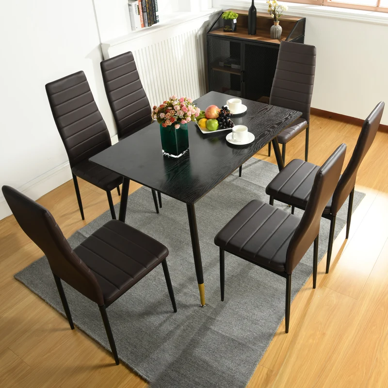 Mehrfarbiger PVC-Esszimmerstuhl – mattschwarze Beine, 41,5 x 52 x 98 cm, 4er-Pack