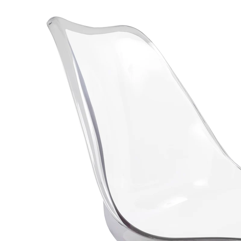 Transparente Esszimmerstühle, Sitzkissen aus PU-Leder und Beine aus massiver Buche – Schwarz/Weiß/Grau-LUCCA
