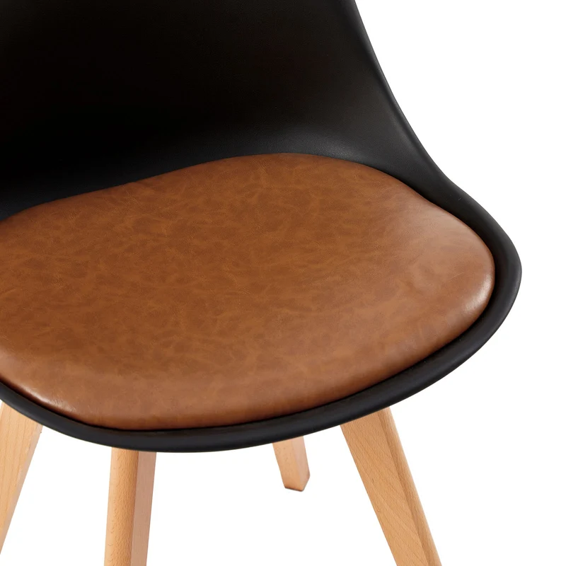 Esszimmerstuhl TULIP PP, Beine aus Buche, gepolsterter Stuhl im modernen Design – Schwarzbraun