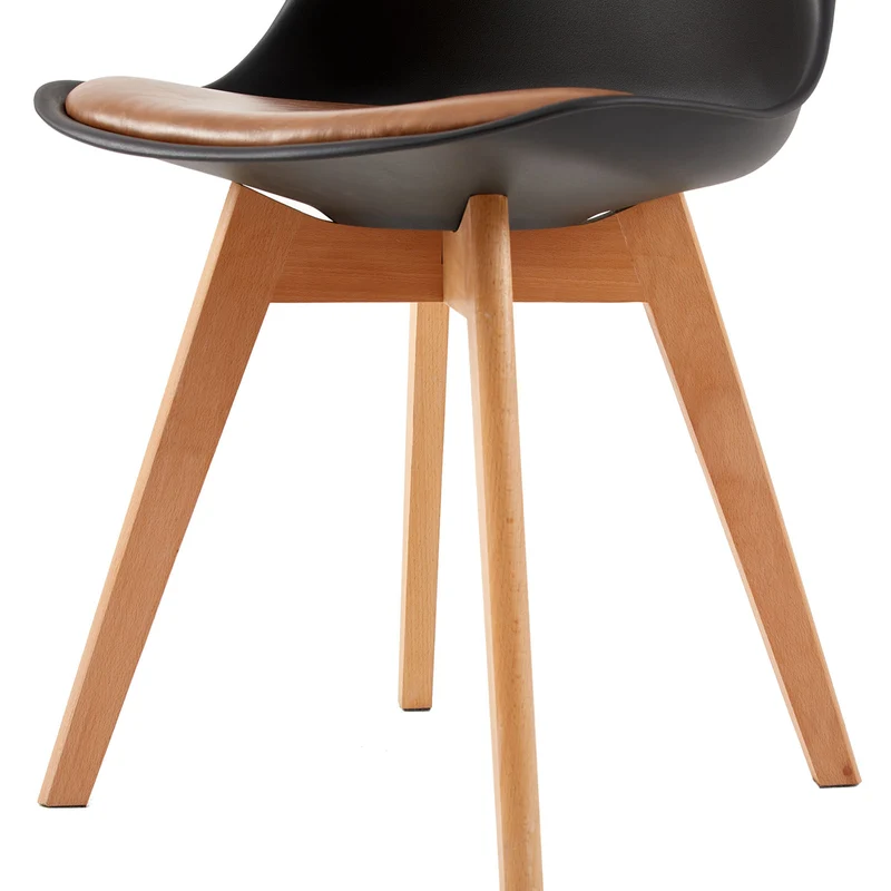Esszimmerstuhl TULIP PP, Beine aus Buche, gepolsterter Stuhl im modernen Design – Schwarzbraun