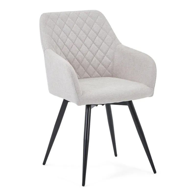Carlo Esszimmerstuhl – beige gepolstert mit 360-Grad-Drehfunktion