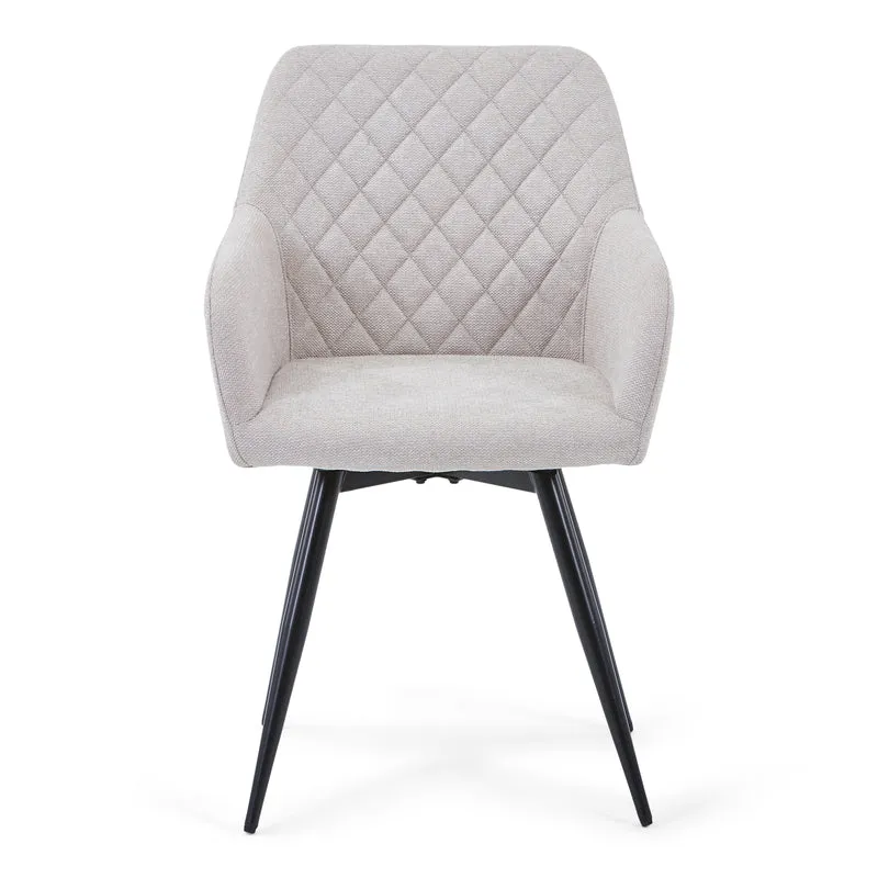 Carlo Esszimmerstuhl – beige gepolstert mit 360-Grad-Drehfunktion