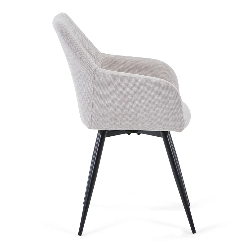 Carlo Esszimmerstuhl – beige gepolstert mit 360-Grad-Drehfunktion