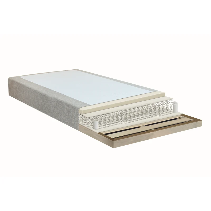 Boxspringbett in Beige 180x200 cm mit 4 cm PU-Schaum Topper, exkl. Bettbeine