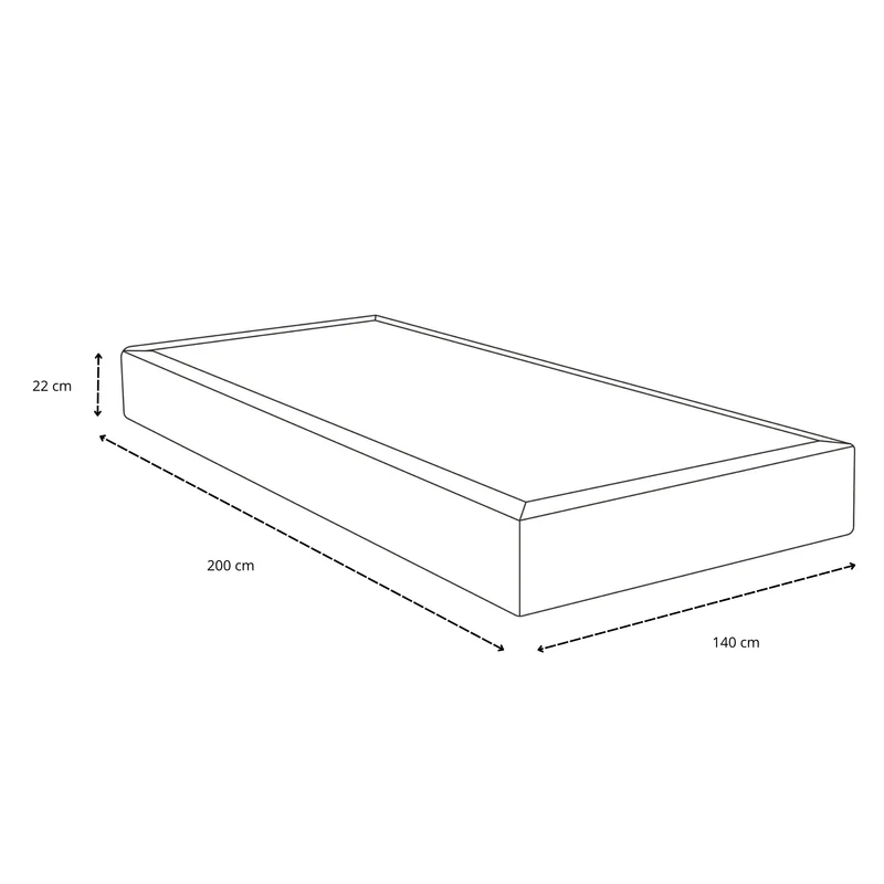 Boxspringbett in Beige 140x200 cm mit 4 cm PU-Schaum Topper, exkl. Bettbeine