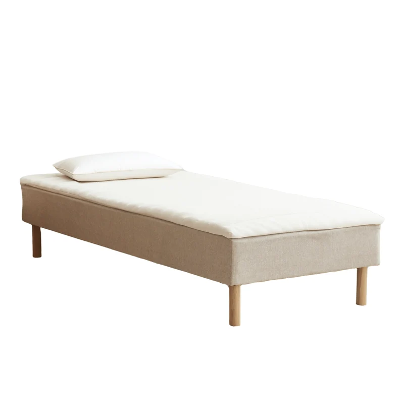 Boxspringbett in Beige 90x200 cm mit 4 cm PU-Schaum Topper, exkl. Bettbeine