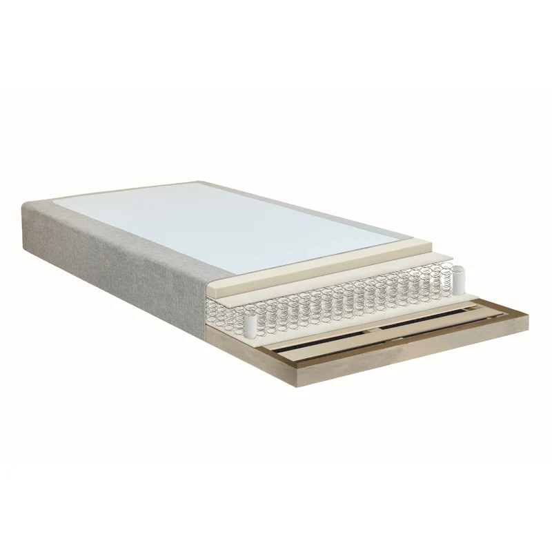 Boxspringbett in Beige 90x200 cm mit 4 cm PU-Schaum Topper, exkl. Bettbeine