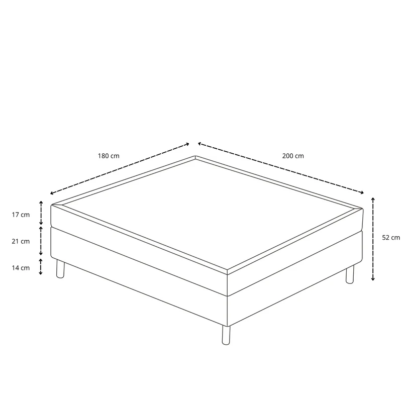 Boxspringbett in Beige 180x200 cm mit 4 cm PU-Schaum-Topper, inkl. Bettbeine in Chrom