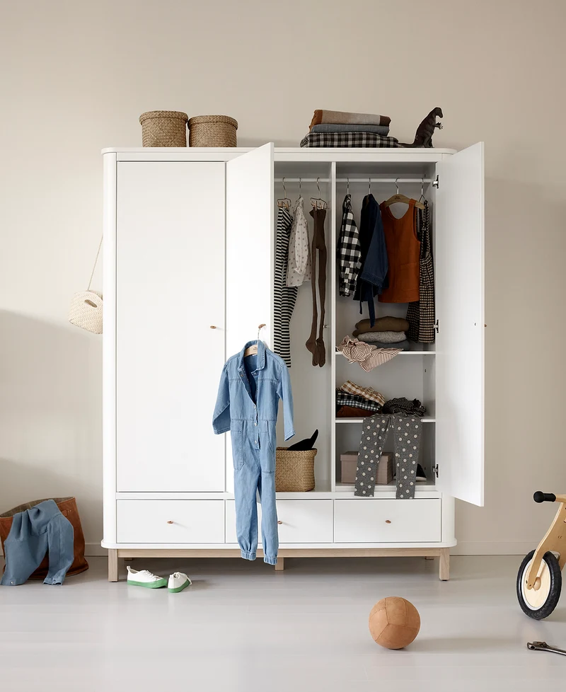 Oliver Furniture - Kleiderschrank 3-türig, Weiß/Eiche