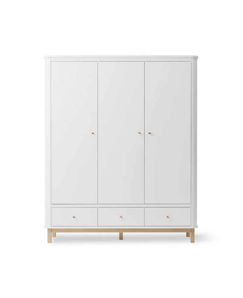 Oliver Furniture - Kleiderschrank 3-türig, Weiß/Eiche