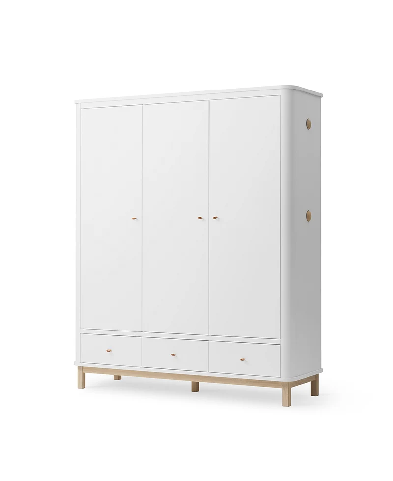 Oliver Furniture - Kleiderschrank 3-türig, Weiß/Eiche
