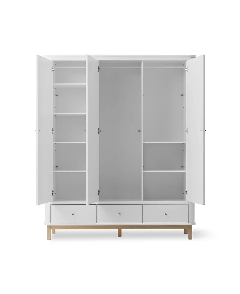 Oliver Furniture - Kleiderschrank 3-türig, Weiß/Eiche