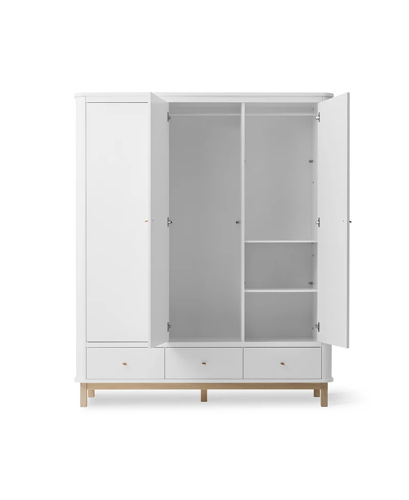 Oliver Furniture - Kleiderschrank 3-türig, Weiß/Eiche