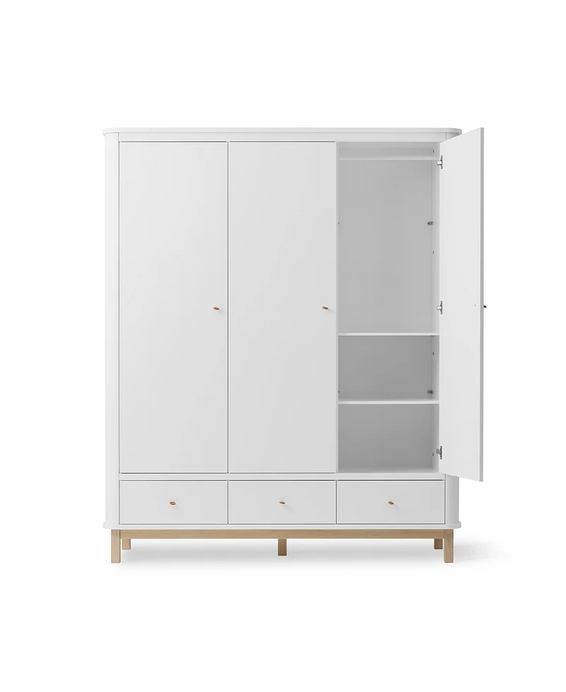 Oliver Furniture - Kleiderschrank 3-türig, Weiß/Eiche