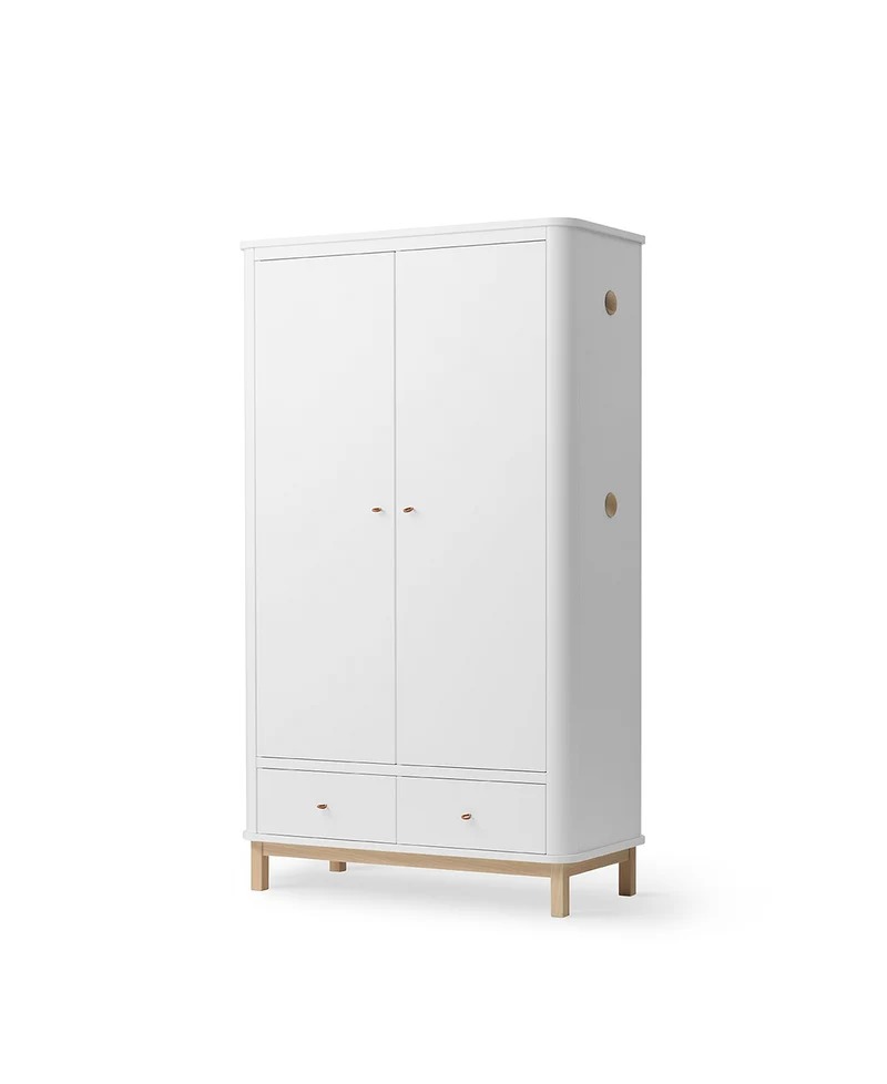 Oliver Furniture - Kleiderschrank 2-türig, Weiß/Eiche