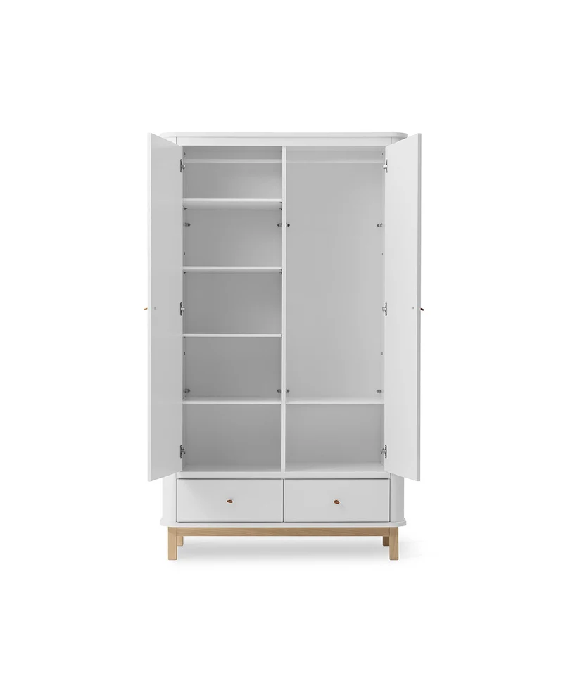 Oliver Furniture - Kleiderschrank 2-türig, Weiß/Eiche