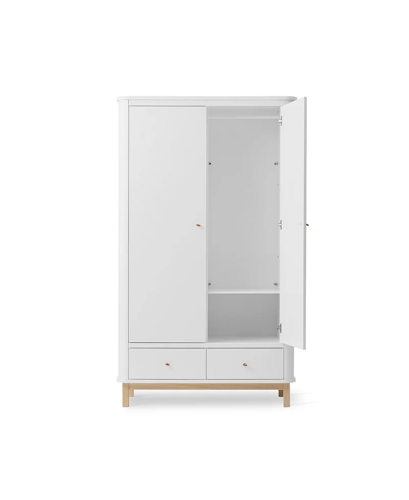 Oliver Furniture - Kleiderschrank 2-türig, Weiß/Eiche