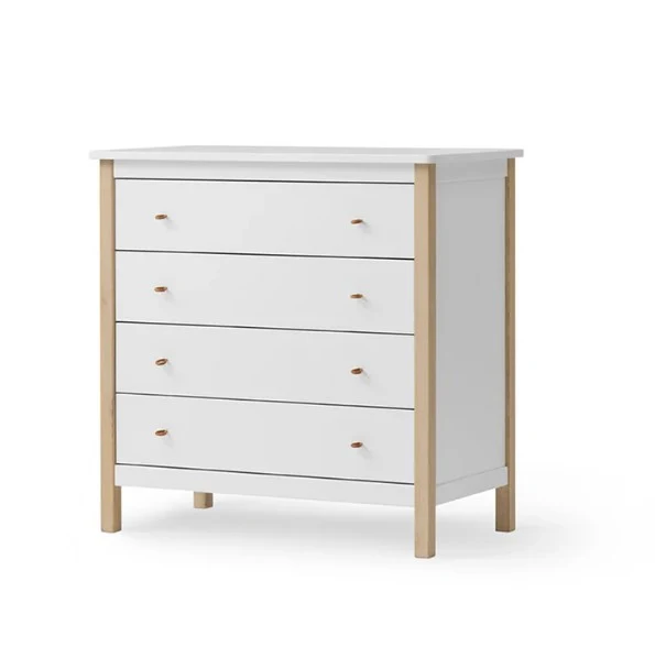 Oliver Furniture - Kommode mit 4 Schubladen, Weiß/Eiche