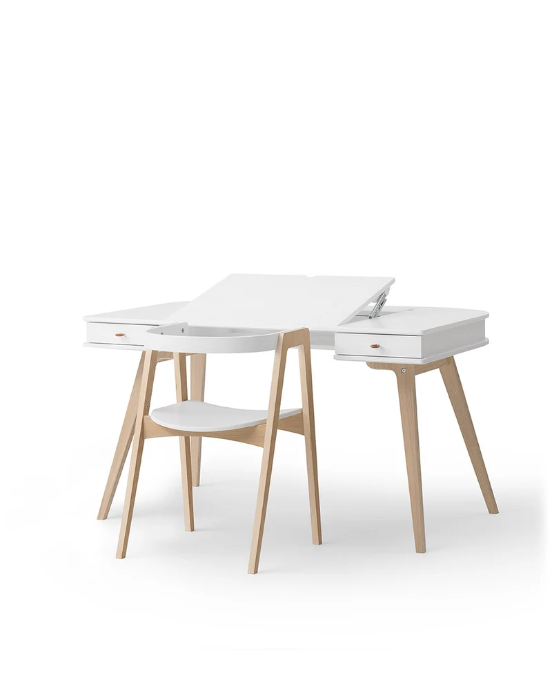 Oliver Furniture - Kinderschreibtisch 66 cm und Armlehnstuhl Set, Weiß/Eiche