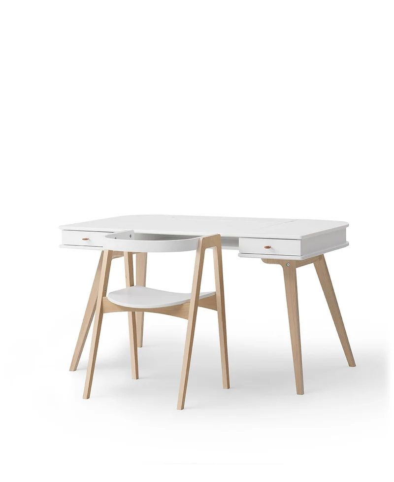 Oliver Furniture - Kinderschreibtisch 66 cm und Armlehnstuhl Set, Weiß/Eiche