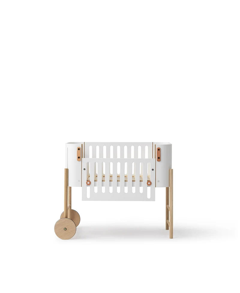 Oliver Furniture - Baby Beistellbett mit Umbauset zur Bank, 42x82 cm, Weiß/Eiche