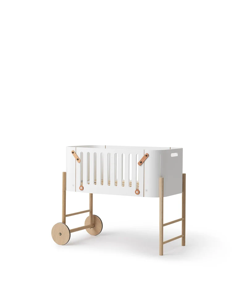 Oliver Furniture - Baby Beistellbett mit Umbauset zur Bank, 42x82 cm, Weiß/Eiche