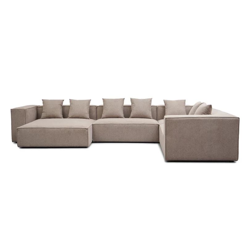 Hailey – U-Sofa Modulsofa in Sand mit 4 Modulen – Linksseitige Chaiselongue L: 368 x T: 247 x H: 65 cm