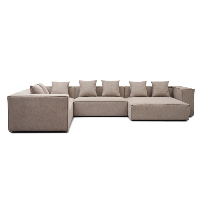 Hailey – U-Sofa Modulsofa in Sand mit 4 Modulen – Rechtsseitige Chaiselongue L: 368 x T: 247 x H: 65 cm