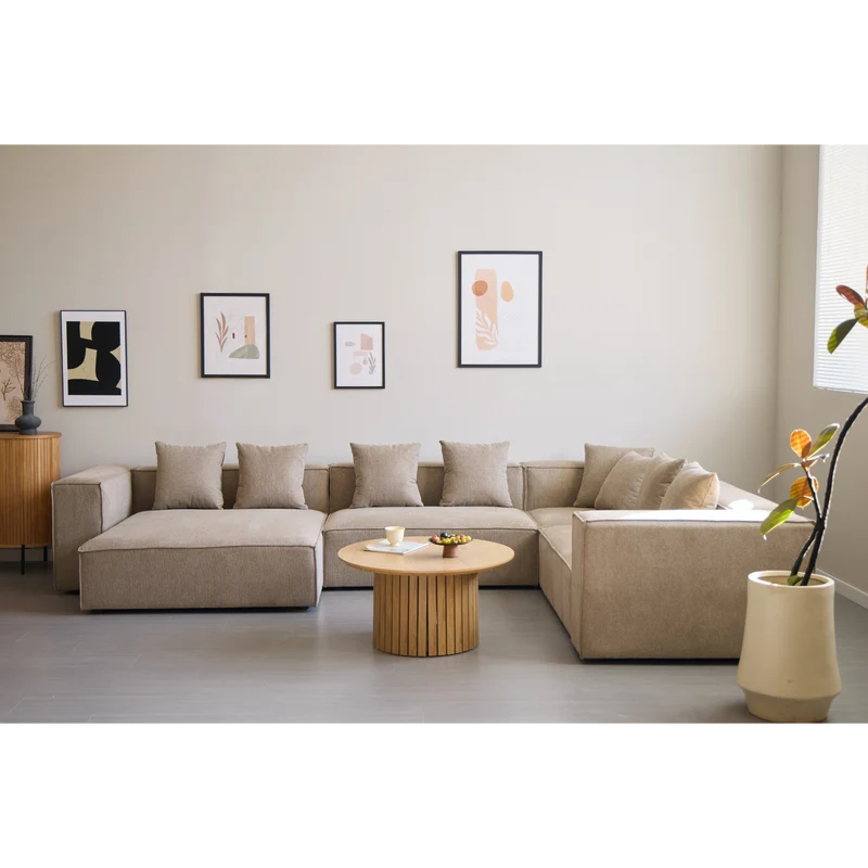 Hailey – U-Sofa Modulsofa in Sand mit 4 Modulen – Rechtsseitige Chaiselongue L: 368 x T: 247 x H: 65 cm