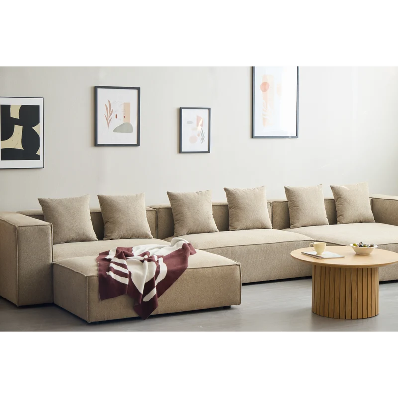 Hailey – Rechtsseitiges Chaiselongue-Modulsofa mit Hocker sand L: 415 x T: 172 x H: 65 cm