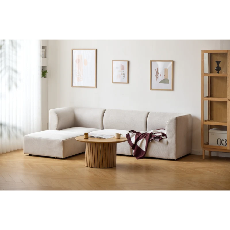 Emilia Modulsofa in Beige, 3 Module mit rechter und linker Chaiselongue L: 243 x T: 158 x H: 72 cm
