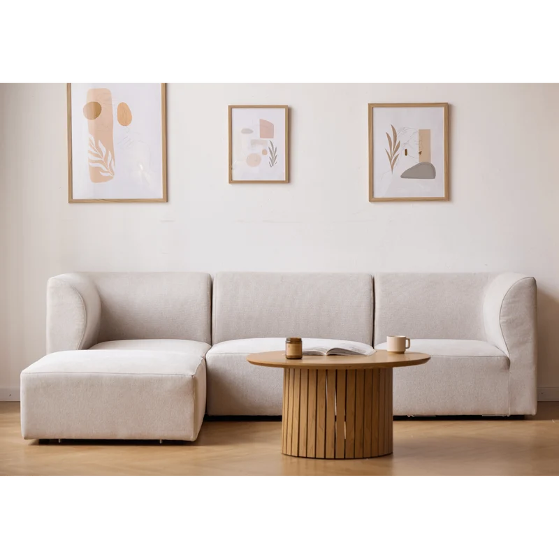Emilia Modulsofa in Beige, 3 Module mit rechter und linker Chaiselongue L: 243 x T: 158 x H: 72 cm