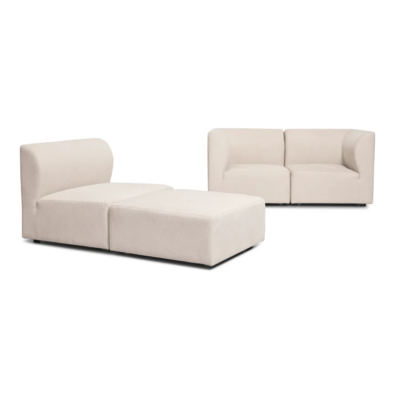 Emilia Modulsofa in Beige, 3 Module mit rechter und linker Chaiselongue L: 243 x T: 158 x H: 72 cm