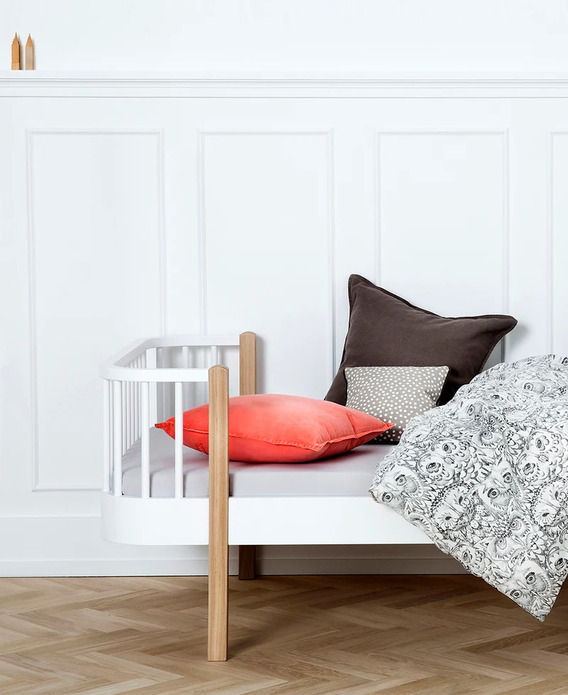 Oliver Furniture - Original Kinder Einzelbett, 90x200 cm, Weiß/Eiche