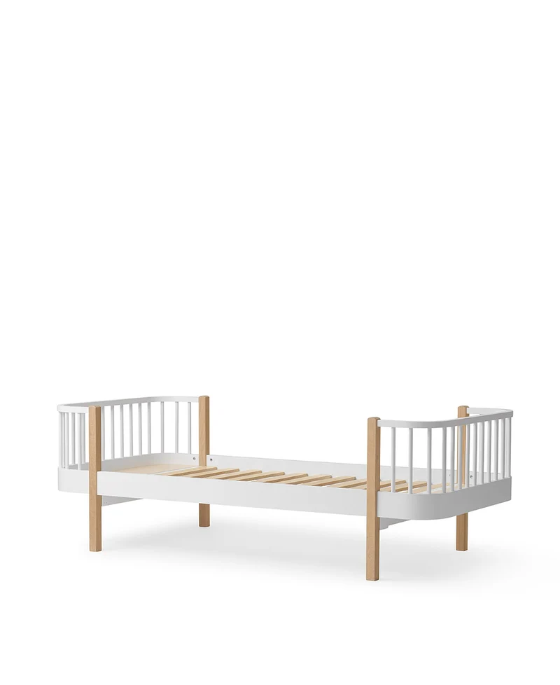 Oliver Furniture - Original Kinder Einzelbett, 90x200 cm, Weiß/Eiche