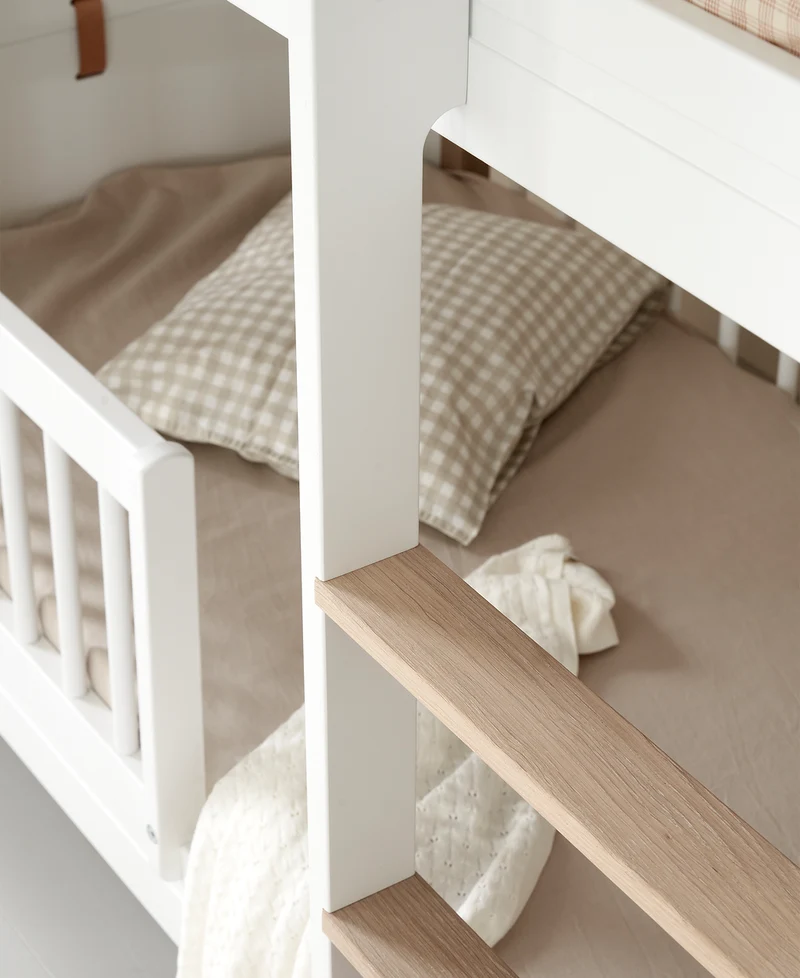 Oliver Furniture - Mini+ Kinder Etagenbett halbhoch, 68x162 cm, Weiß/Eiche