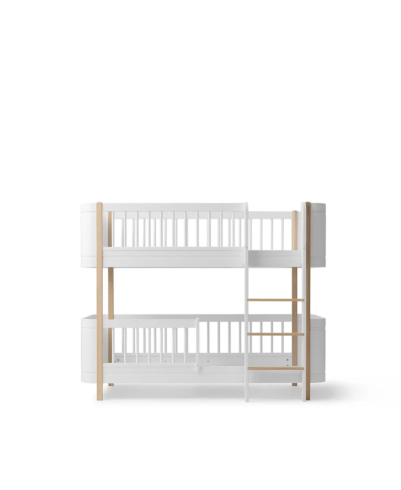 Oliver Furniture - Mini+ Kinder Etagenbett halbhoch, 68x162 cm, Weiß/Eiche