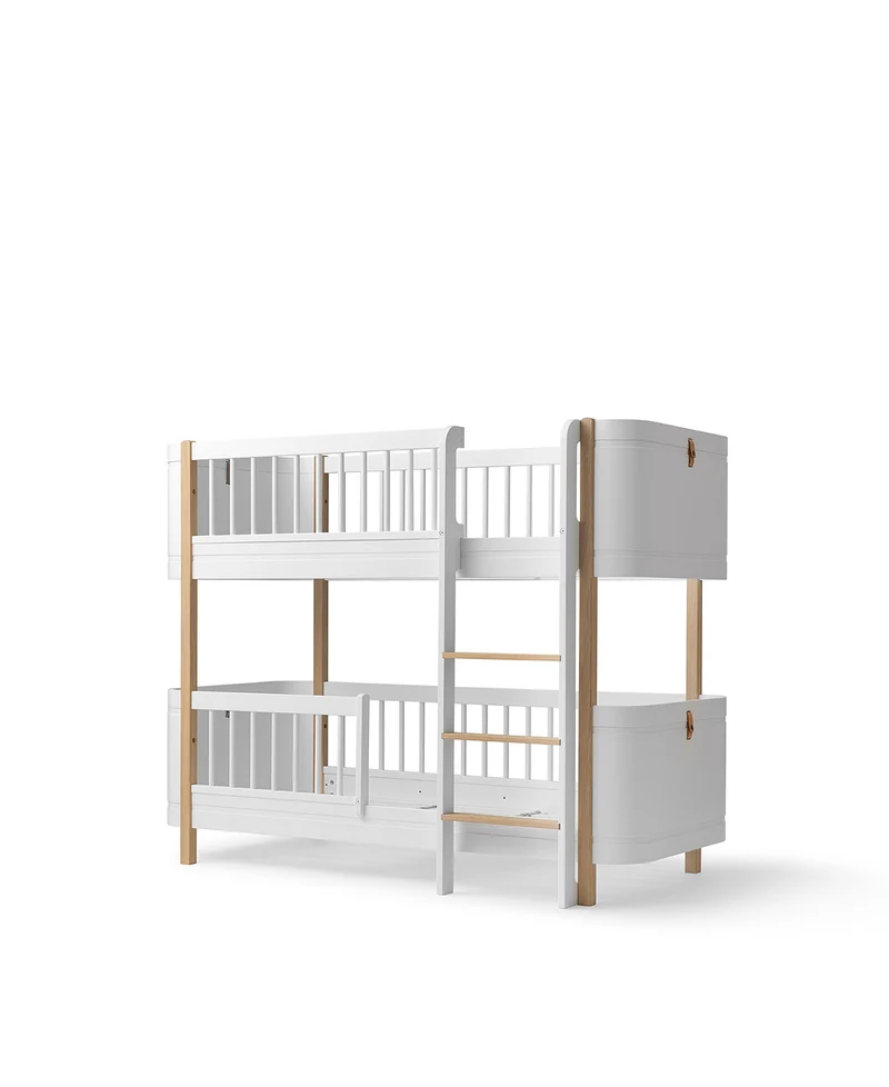 Oliver Furniture - Mini+ Kinder Etagenbett halbhoch, 68x162 cm, Weiß/Eiche