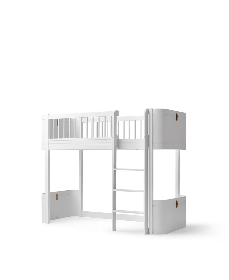 Oliver Furniture - Mini+ Kinder Hochbett halbhoch, 68x162 cm, Weiß