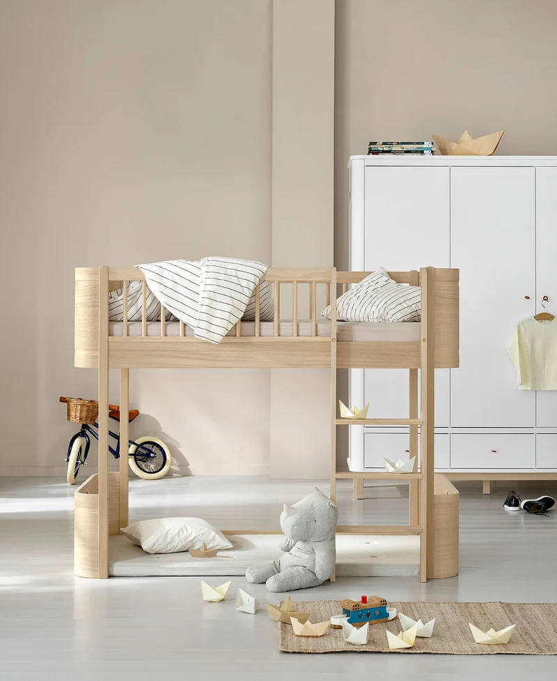 Oliver Furniture - Mini+ Kinder Hochbett halbhoch, 68x162 cm, Eiche