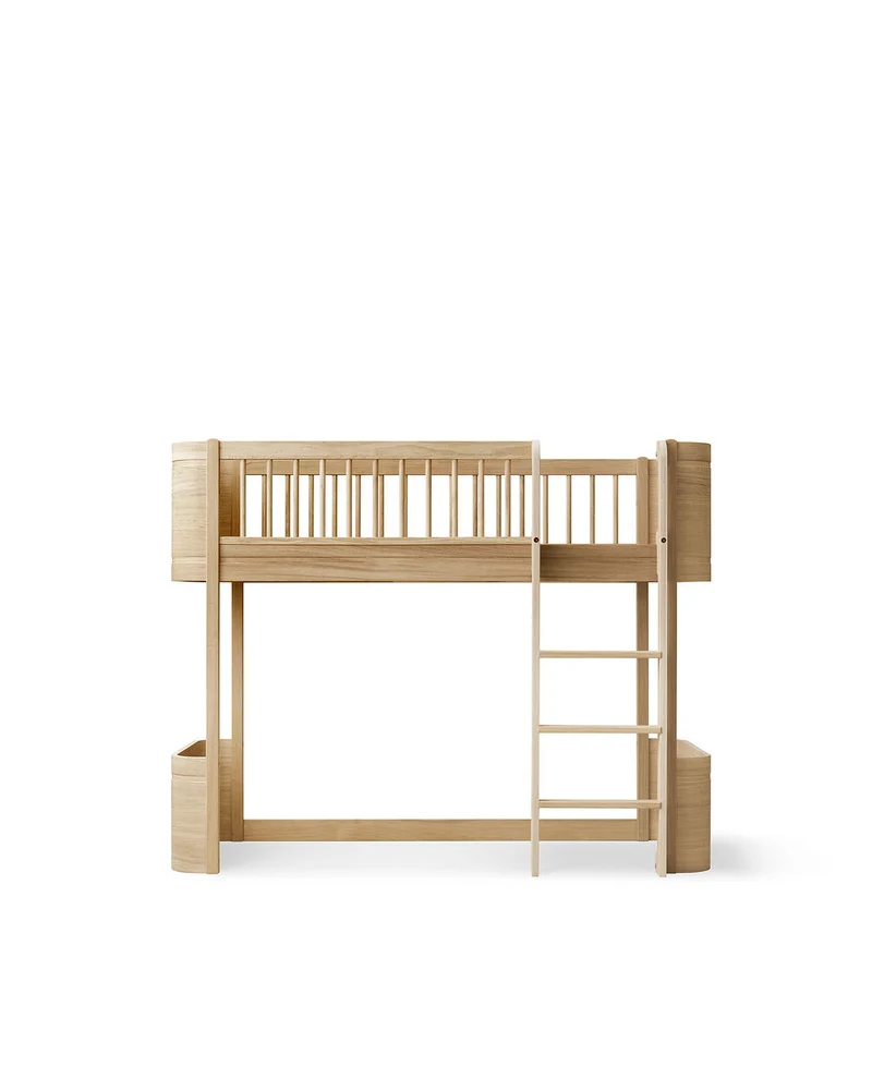 Oliver Furniture - Mini+ Kinder Hochbett halbhoch, 68x162 cm, Eiche