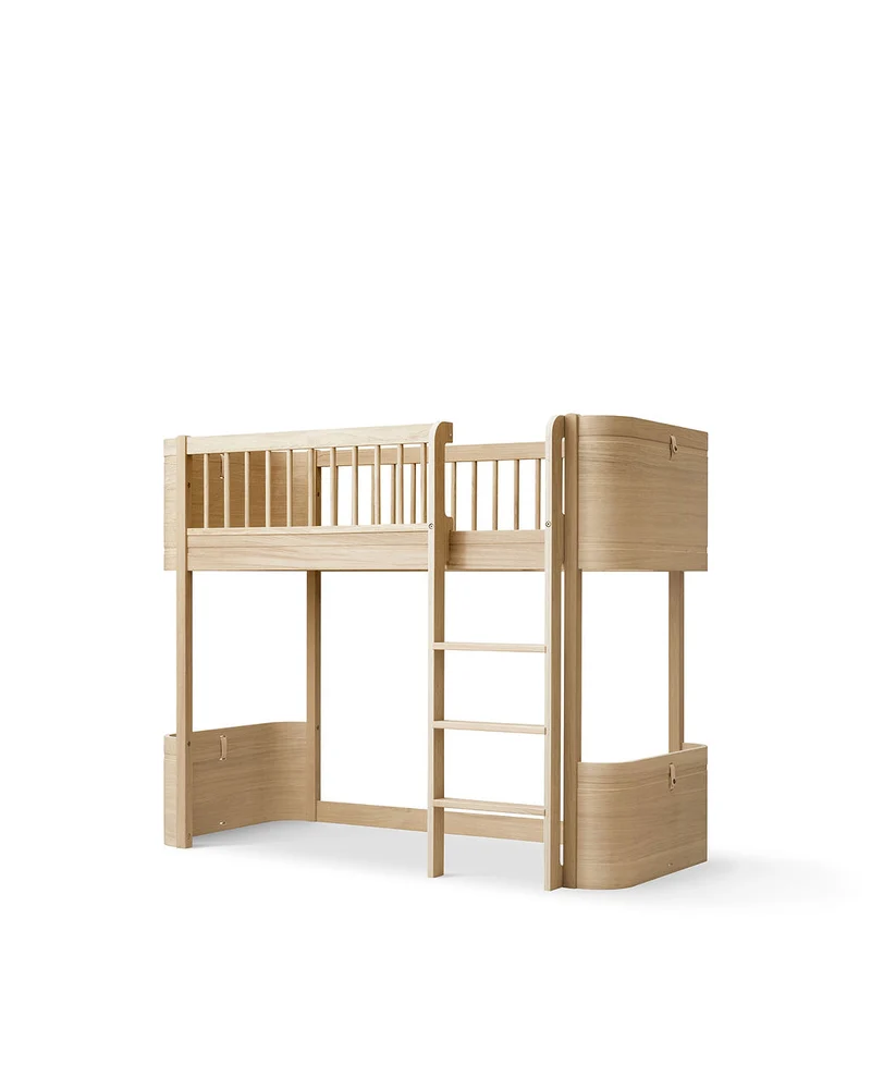 Oliver Furniture - Mini+ Kinder Hochbett halbhoch, 68x162 cm, Eiche