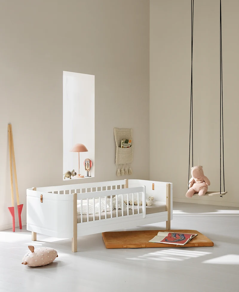 Oliver Furniture - Mini+ Juniorbett für Kinder, 68x162 cm, Weiß/Eiche